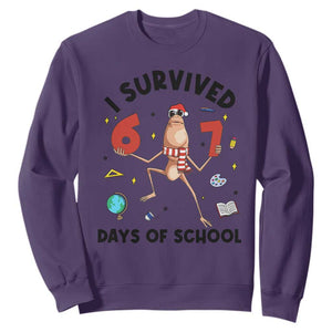 Marcus The Worm 67 Days of School Sweatshirt I Survived Funny Six Seven Meme Christmas Vibe TS14 Purple Print Your Wear