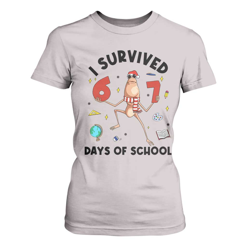 Marcus The Worm 67 Days of School T Shirt For Women I Survived Funny Six Seven Meme Christmas Vibe TS14 Ice Gray Print Your Wear