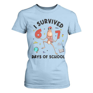 Marcus The Worm 67 Days of School T Shirt For Women I Survived Funny Six Seven Meme Christmas Vibe TS14 Light Blue Print Your Wear