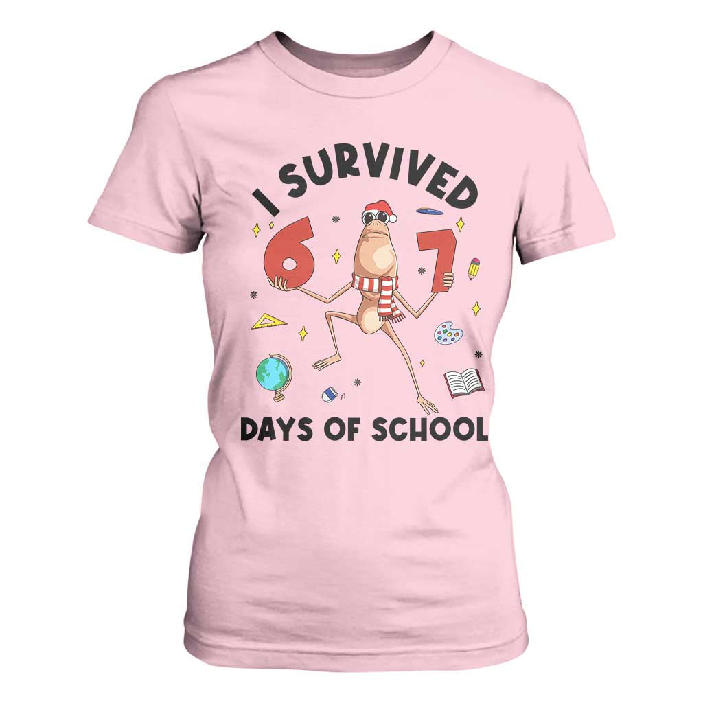 Marcus The Worm 67 Days of School T Shirt For Women I Survived Funny Six Seven Meme Christmas Vibe TS14 Light Pink Print Your Wear