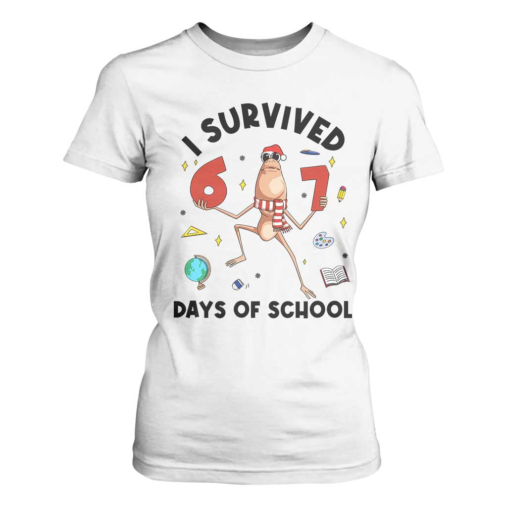 Marcus The Worm 67 Days of School T Shirt For Women I Survived Funny Six Seven Meme Christmas Vibe TS14 White Print Your Wear