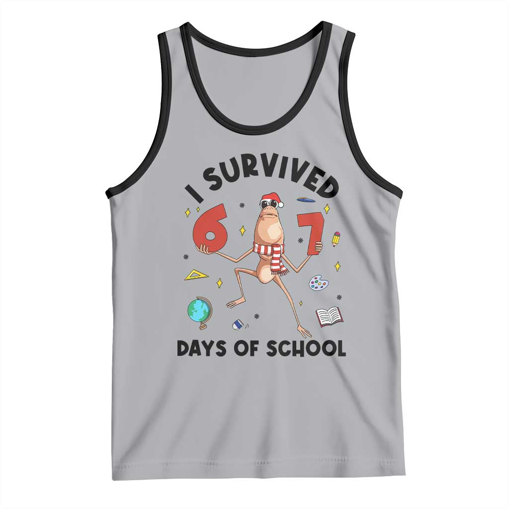 Marcus The Worm 67 Days of School Tank Top I Survived Funny Six Seven Meme Christmas Vibe TS14 Athletic Heather Black Print Your Wear