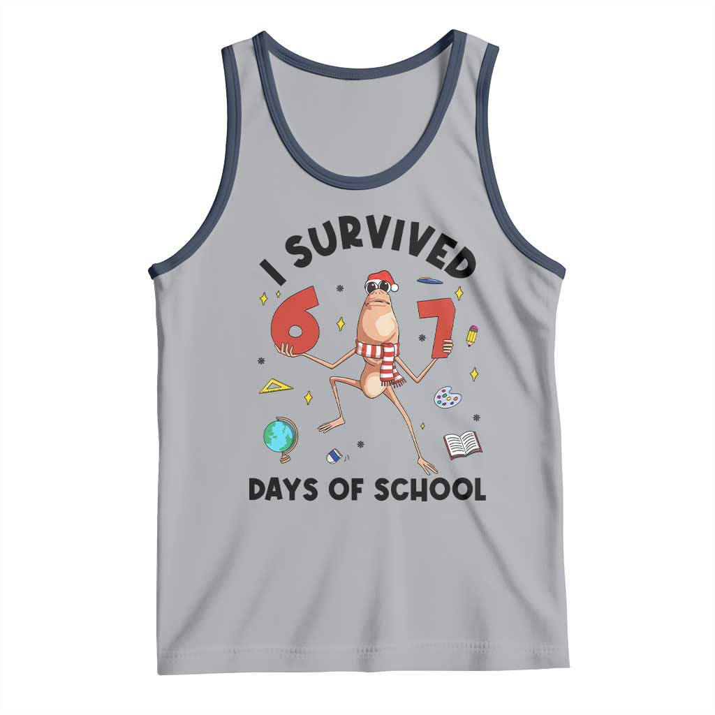 Marcus The Worm 67 Days of School Tank Top I Survived Funny Six Seven Meme Christmas Vibe TS14 Athletic Heather Navy Print Your Wear