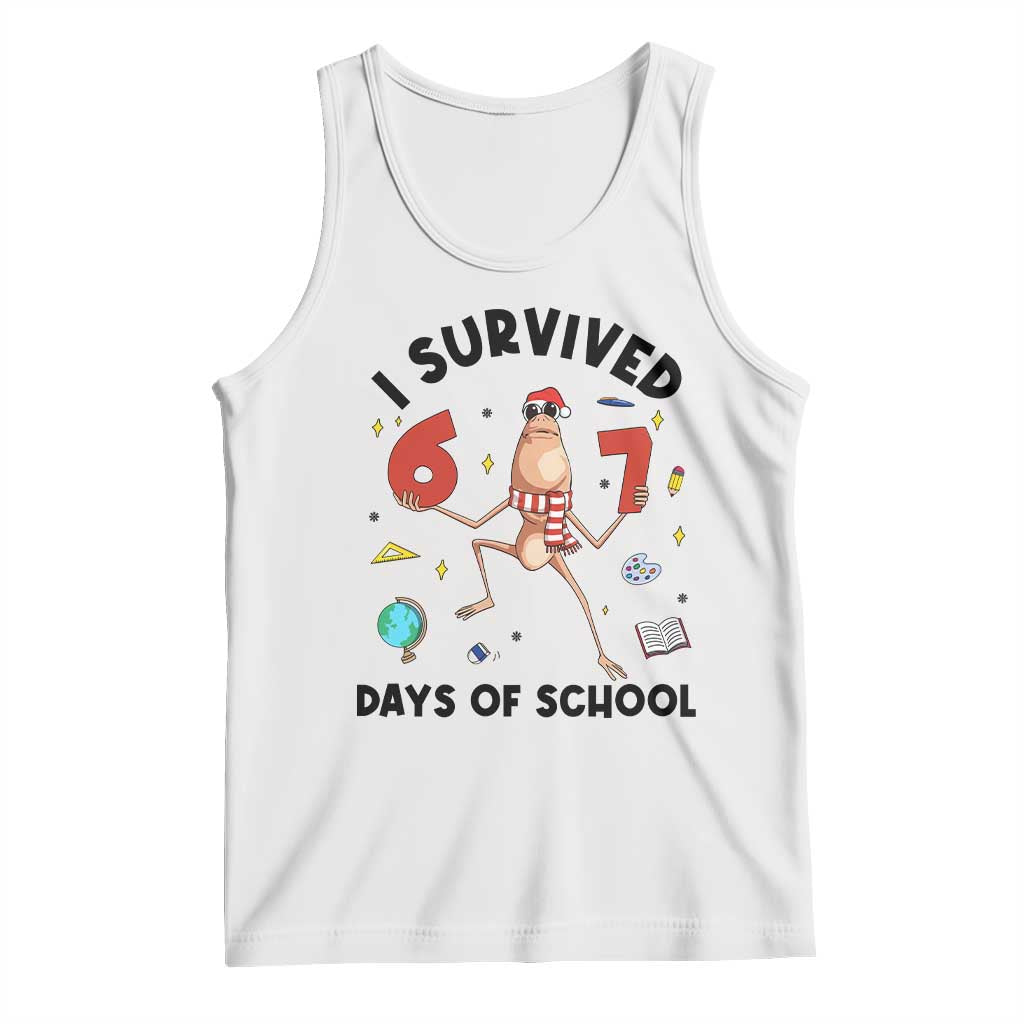 Marcus The Worm 67 Days of School Tank Top I Survived Funny Six Seven Meme Christmas Vibe TS14 White Print Your Wear