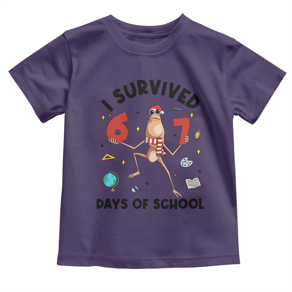 Marcus The Worm 67 Days of School Toddler T Shirt I Survived Funny Six Seven Meme Christmas Vibe TS14 Purple Print Your Wear