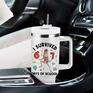 Marcus The Worm 67 Days of School Tumbler With Handle I Survived Funny Six Seven Meme Christmas Vibe - Print Your Wear