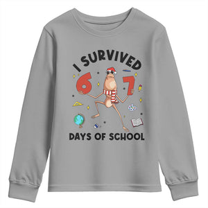 Marcus The Worm 67 Days of School Youth Sweatshirt I Survived Funny Six Seven Meme Christmas Vibe TS14 Sport Gray Print Your Wear