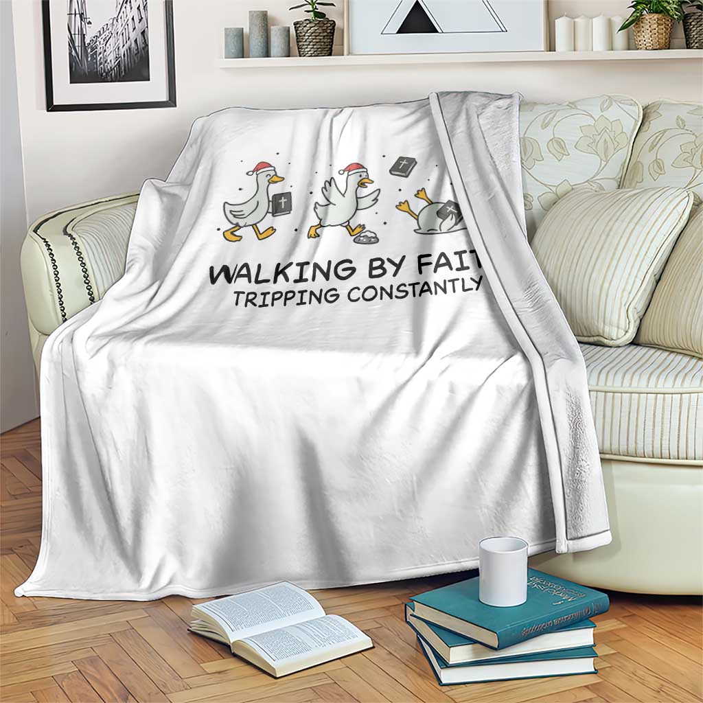 Funny Christian Goose Christmas Throw Blanket Walking By Faith Tripping Constantly TS14 Print Your Wear