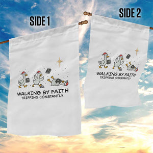 Funny Christian Goose Christmas Garden Flag Walking By Faith Tripping Constantly TS14 Print Your Wear