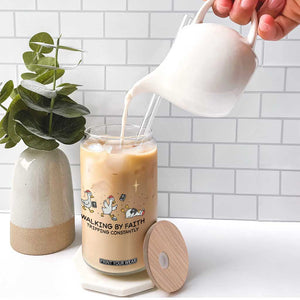 Funny Christian Goose Christmas Glass Can Walking By Faith Tripping Constantly - Print Your Wear