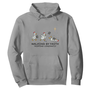 Funny Christian Goose Christmas Hoodie Walking By Faith Tripping Constantly TS14 Sport Gray Print Your Wear