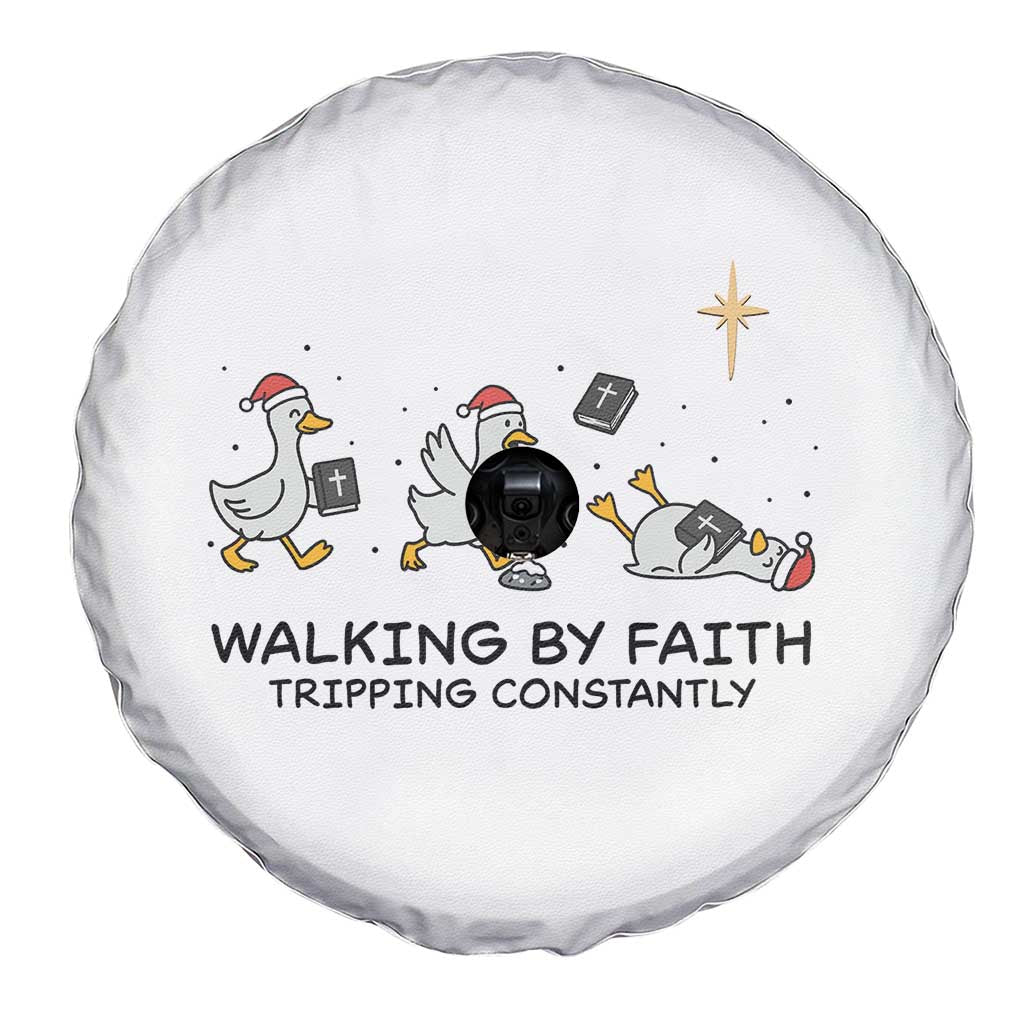 Funny Christian Goose Christmas Spare Tire Cover Walking By Faith Tripping Constantly TS14 Print Your Wear