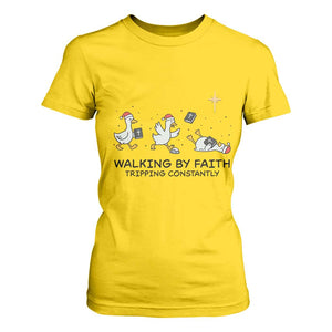 Funny Christian Goose Christmas T Shirt For Women Walking By Faith Tripping Constantly TS14 Daisy Print Your Wear