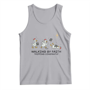 Funny Christian Goose Christmas Tank Top Walking By Faith Tripping Constantly TS14 Athletic Heather Print Your Wear