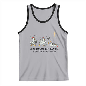 Funny Christian Goose Christmas Tank Top Walking By Faith Tripping Constantly TS14 Athletic Heather Black Print Your Wear