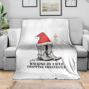Western Christian Cowboy Throw Blanket Walking By Faith Tripping Constantly TS14 Print Your Wear