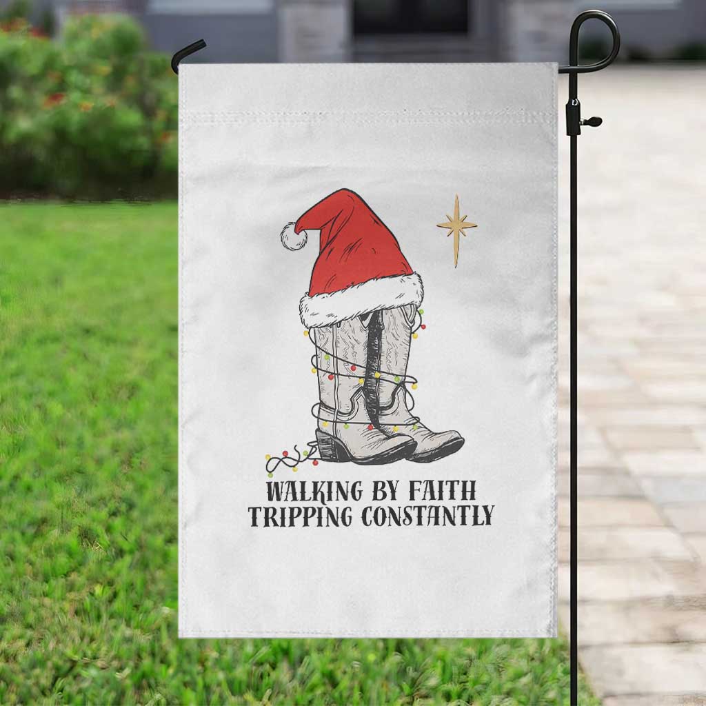 Western Christian Cowboy Garden Flag Walking By Faith Tripping Constantly TS14 Print Your Wear