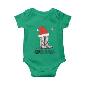 Western Christian Cowboy Baby Onesie Walking By Faith Tripping Constantly TS14 Irish Green Print Your Wear