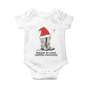 Western Christian Cowboy Baby Onesie Walking By Faith Tripping Constantly TS14 White Print Your Wear