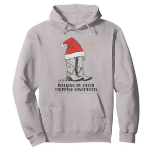 Western Christian Cowboy Hoodie Walking By Faith Tripping Constantly TS14 Ice Gray Print Your Wear