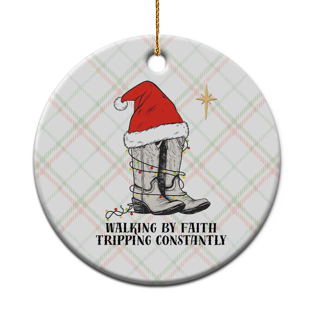 Western Christian Cowboy Ceramic Ornament Walking By Faith Tripping Constantly TS14 1pc Christmas Plaid Print Your Wear