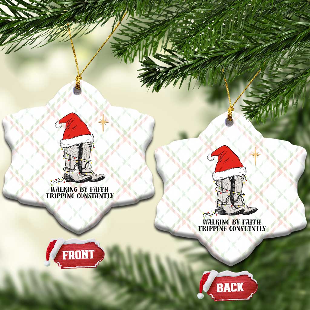 Western Christian Cowboy Ceramic Ornament Walking By Faith Tripping Constantly TS14 Print Your Wear