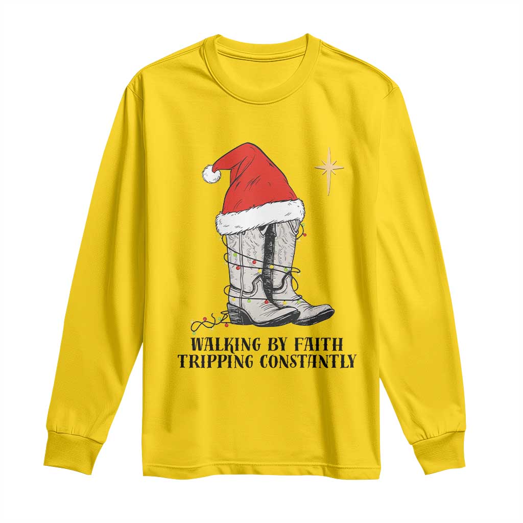Western Christian Cowboy Long Sleeve Shirt Walking By Faith Tripping Constantly TS14 Daisy Print Your Wear