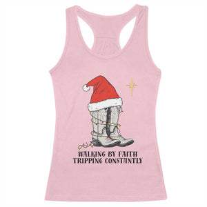 Western Christian Cowboy Racerback Tank Top Walking By Faith Tripping Constantly TS14 Light Pink Print Your Wear