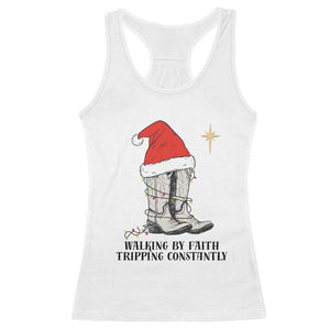 Western Christian Cowboy Racerback Tank Top Walking By Faith Tripping Constantly TS14 White Print Your Wear