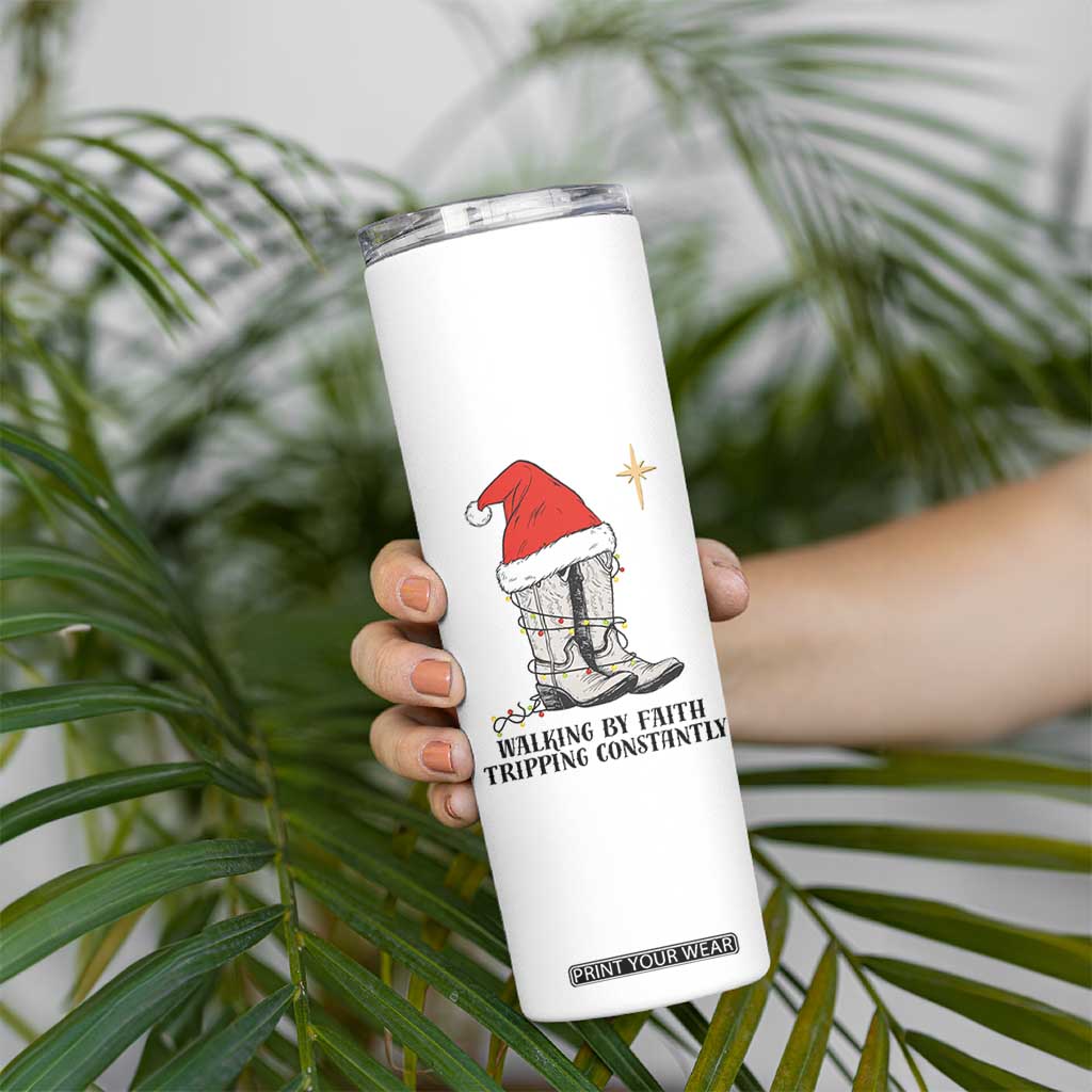 Western Christian Cowboy Skinny Tumbler Walking By Faith Tripping Constantly TS14 Print Your Wear