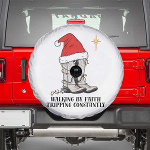 Western Christian Cowboy Spare Tire Cover Walking By Faith Tripping Constantly TS14 White Print Your Wear