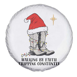 Western Christian Cowboy Spare Tire Cover Walking By Faith Tripping Constantly TS14 Print Your Wear