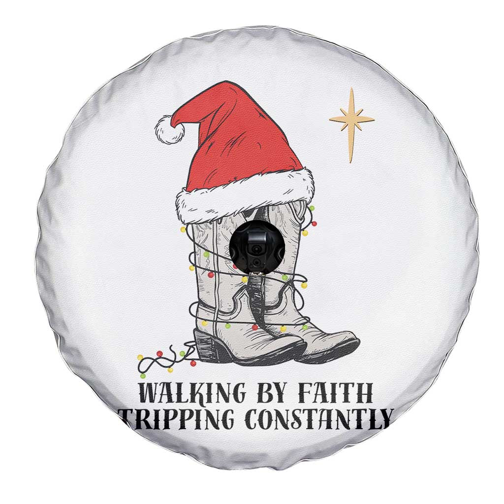 Western Christian Cowboy Spare Tire Cover Walking By Faith Tripping Constantly TS14 Print Your Wear