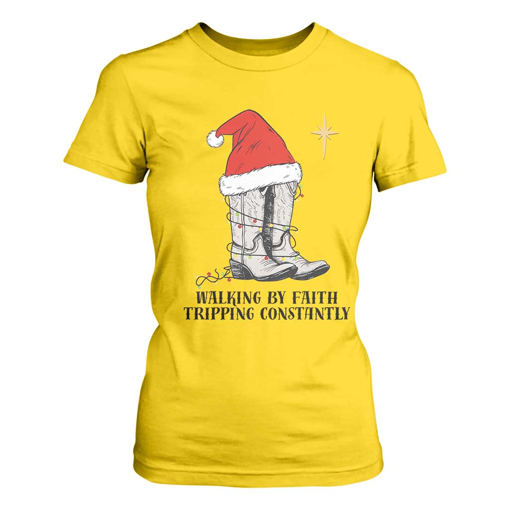 Western Christian Cowboy T Shirt For Women Walking By Faith Tripping Constantly TS14 Daisy Print Your Wear
