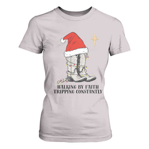 Western Christian Cowboy T Shirt For Women Walking By Faith Tripping Constantly TS14 Ice Gray Print Your Wear