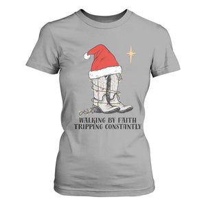 Western Christian Cowboy T Shirt For Women Walking By Faith Tripping Constantly TS14 Sport Gray Print Your Wear