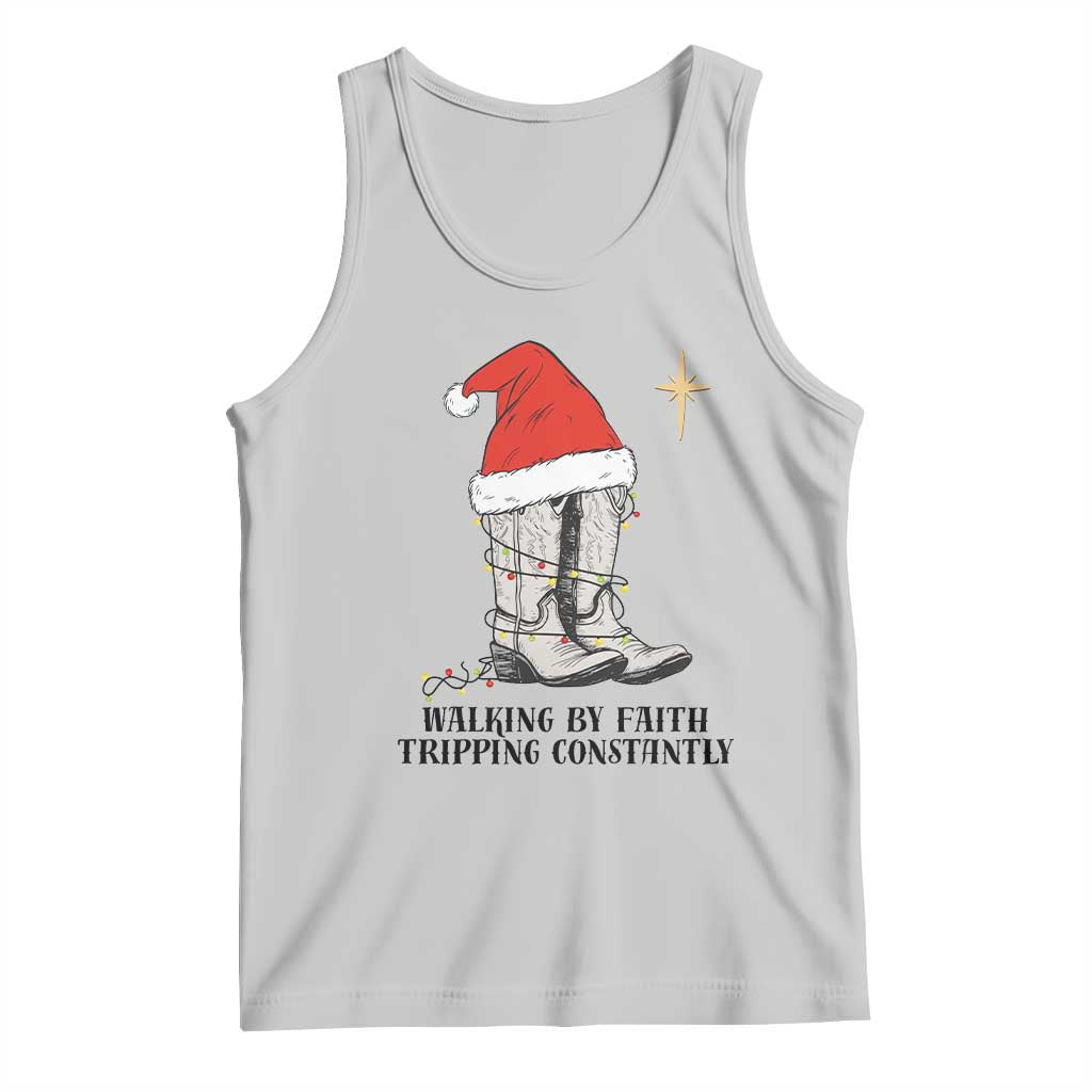 Western Christian Cowboy Tank Top Walking By Faith Tripping Constantly TS14 Ash Print Your Wear