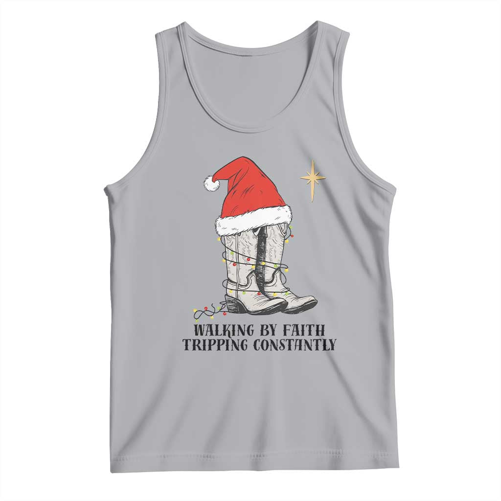 Western Christian Cowboy Tank Top Walking By Faith Tripping Constantly TS14 Athletic Heather Print Your Wear