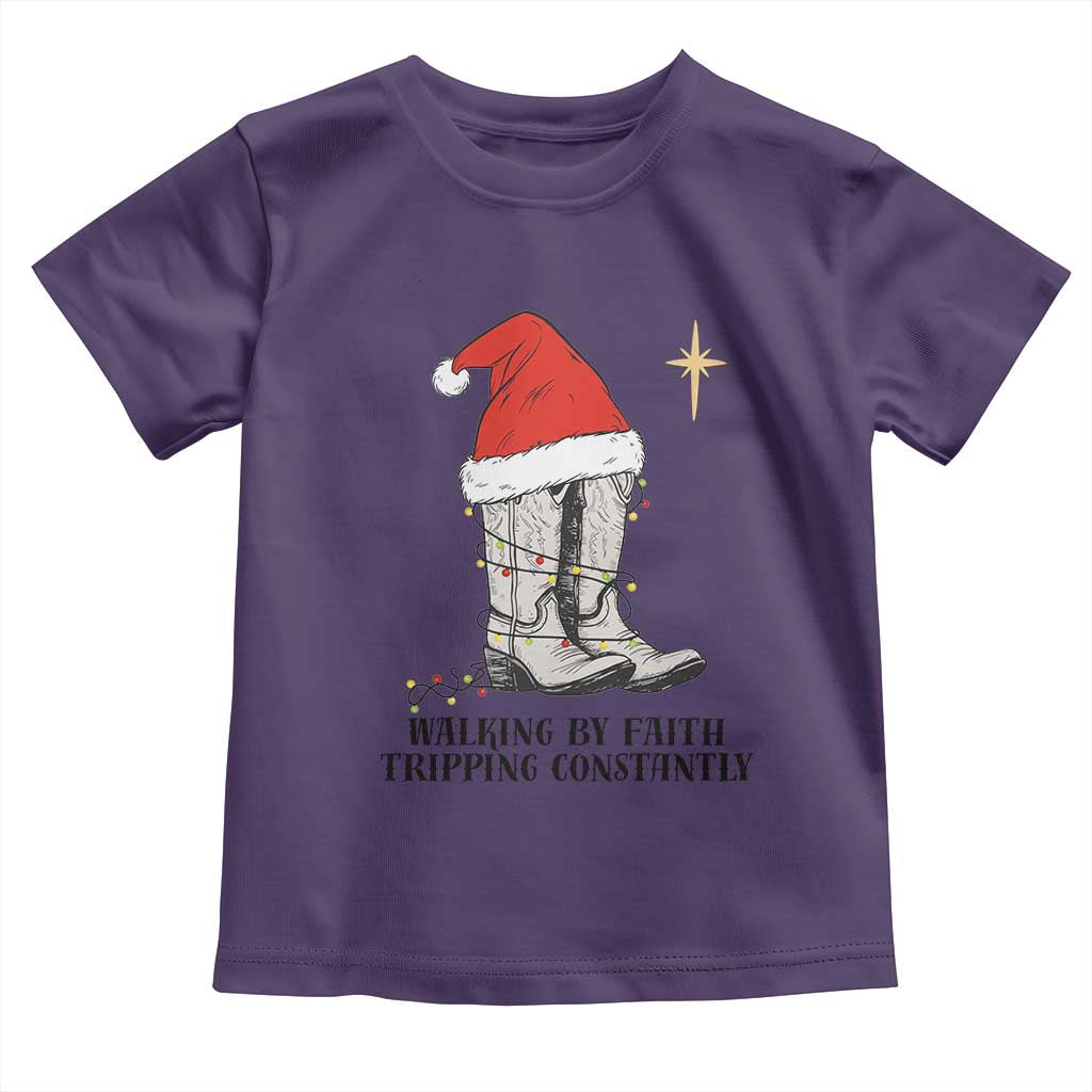 Western Christian Cowboy Toddler T Shirt Walking By Faith Tripping Constantly TS14 Purple Print Your Wear