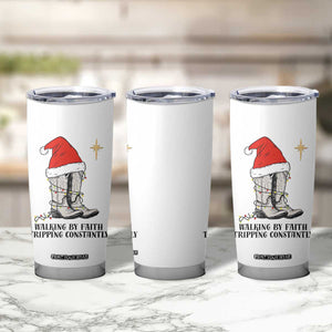 Western Christian Cowboy Tumbler Cup Walking By Faith Tripping Constantly TS14 Print Your Wear