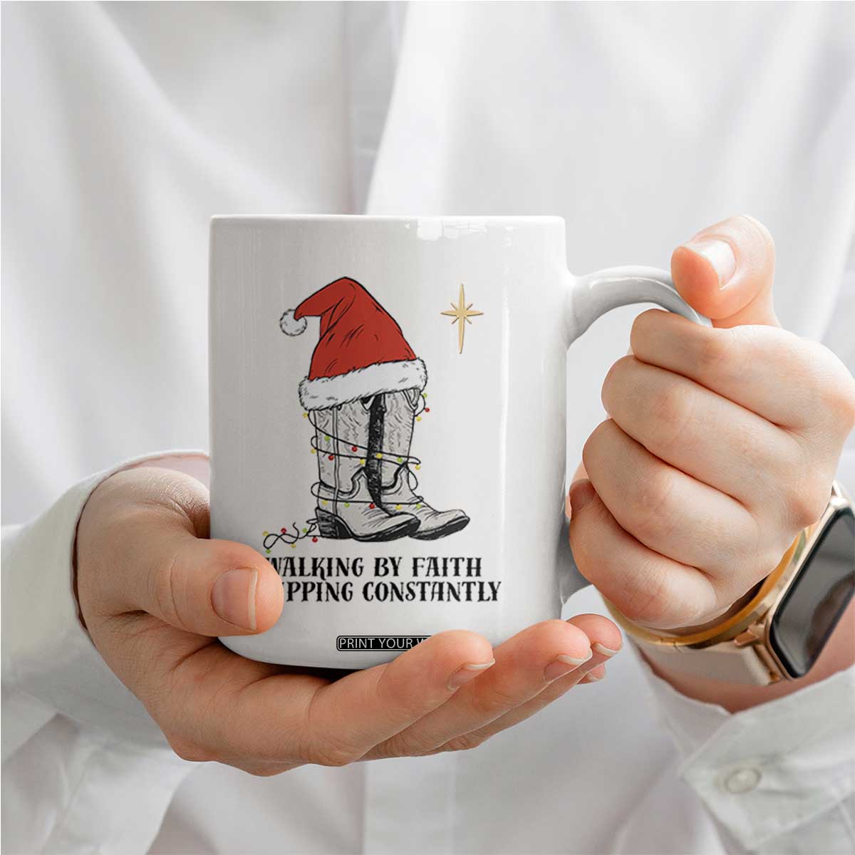 Western Christian Cowboy Coffee Mug Walking By Faith Tripping Constantly TS14 Print Your Wear