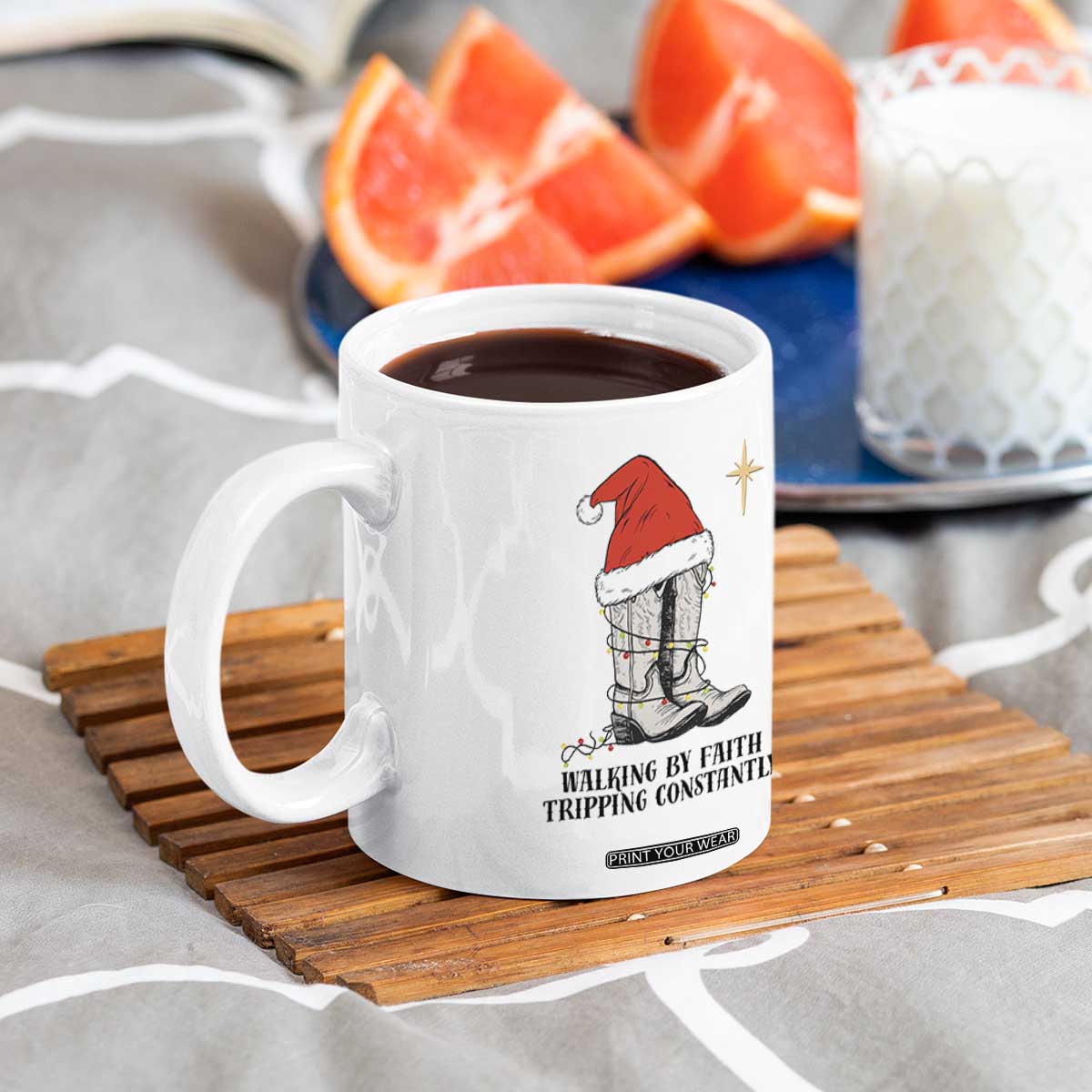 Western Christian Cowboy Coffee Mug Walking By Faith Tripping Constantly TS14 Print Your Wear