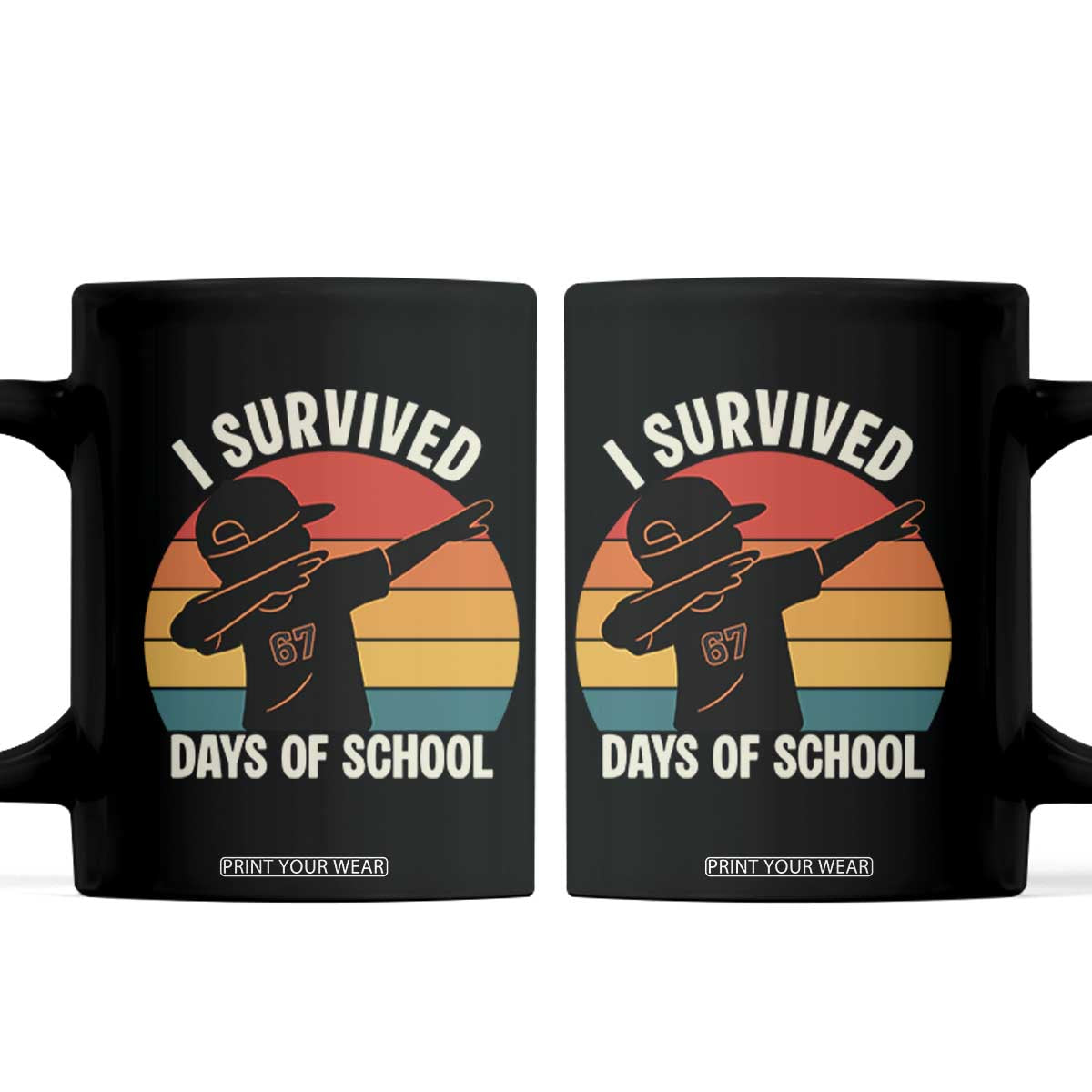 I Survived 67 Days Of School Coffee Mug Funny Boys Kids TS14 Black Print Your Wear