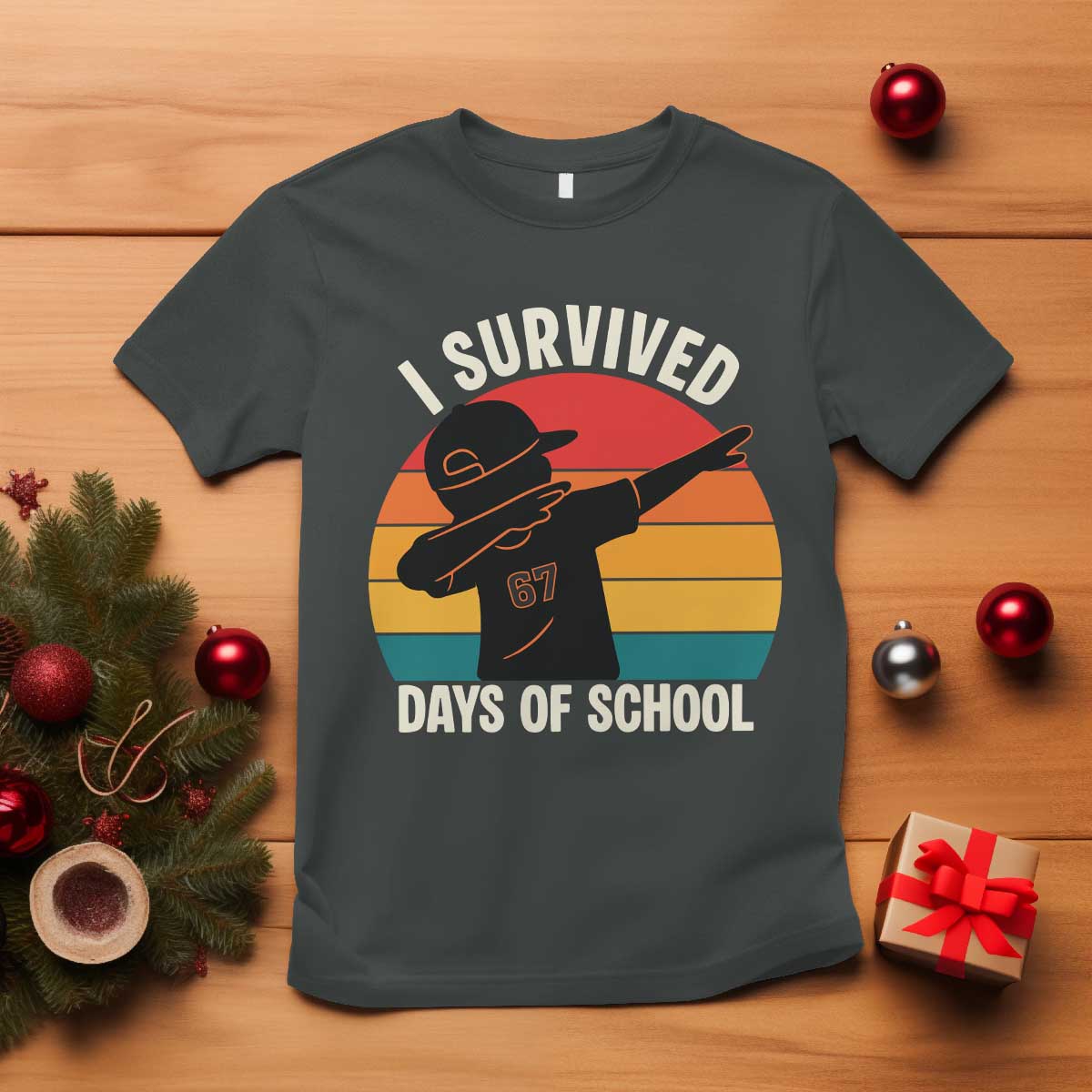 I Survived 67 Days Of School T Shirt Funny Boys Kids TS14 Dark Heather Print Your Wear
