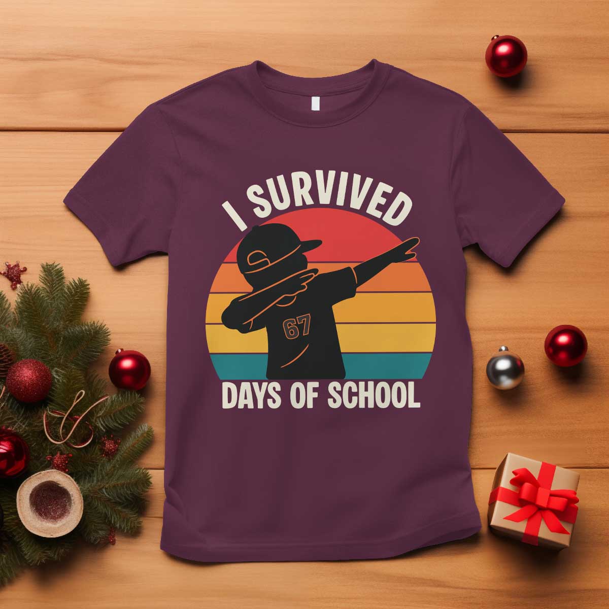 I Survived 67 Days Of School T Shirt Funny Boys Kids TS14 Maroon Print Your Wear
