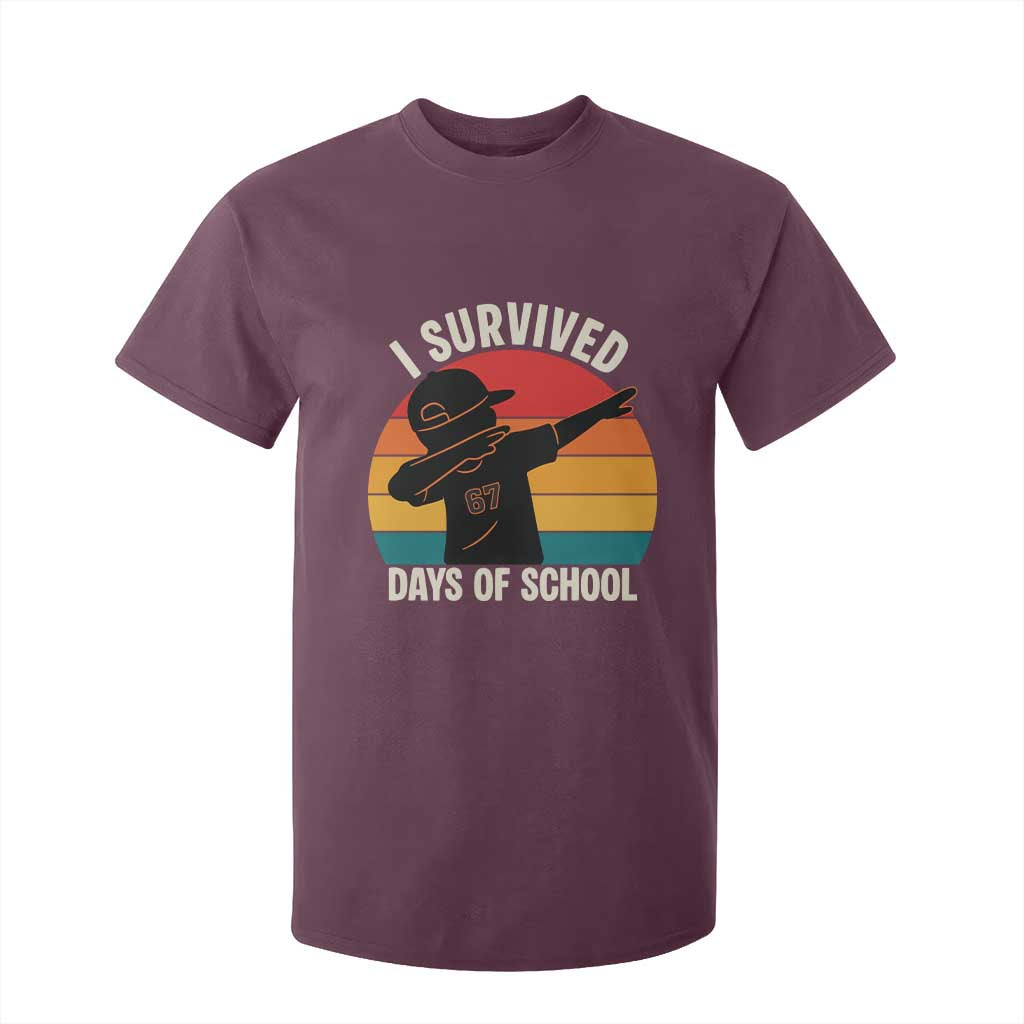 I Survived 67 Days Of School T Shirt For Kid Funny Boys Kids TS14 Maroon Print Your Wear