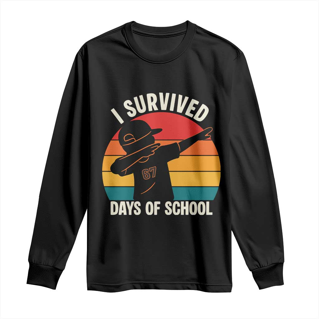 I Survived 67 Days Of School Long Sleeve Shirt Funny Boys Kids TS14 Black Print Your Wear