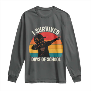 I Survived 67 Days Of School Long Sleeve Shirt Funny Boys Kids TS14 Dark Heather Print Your Wear