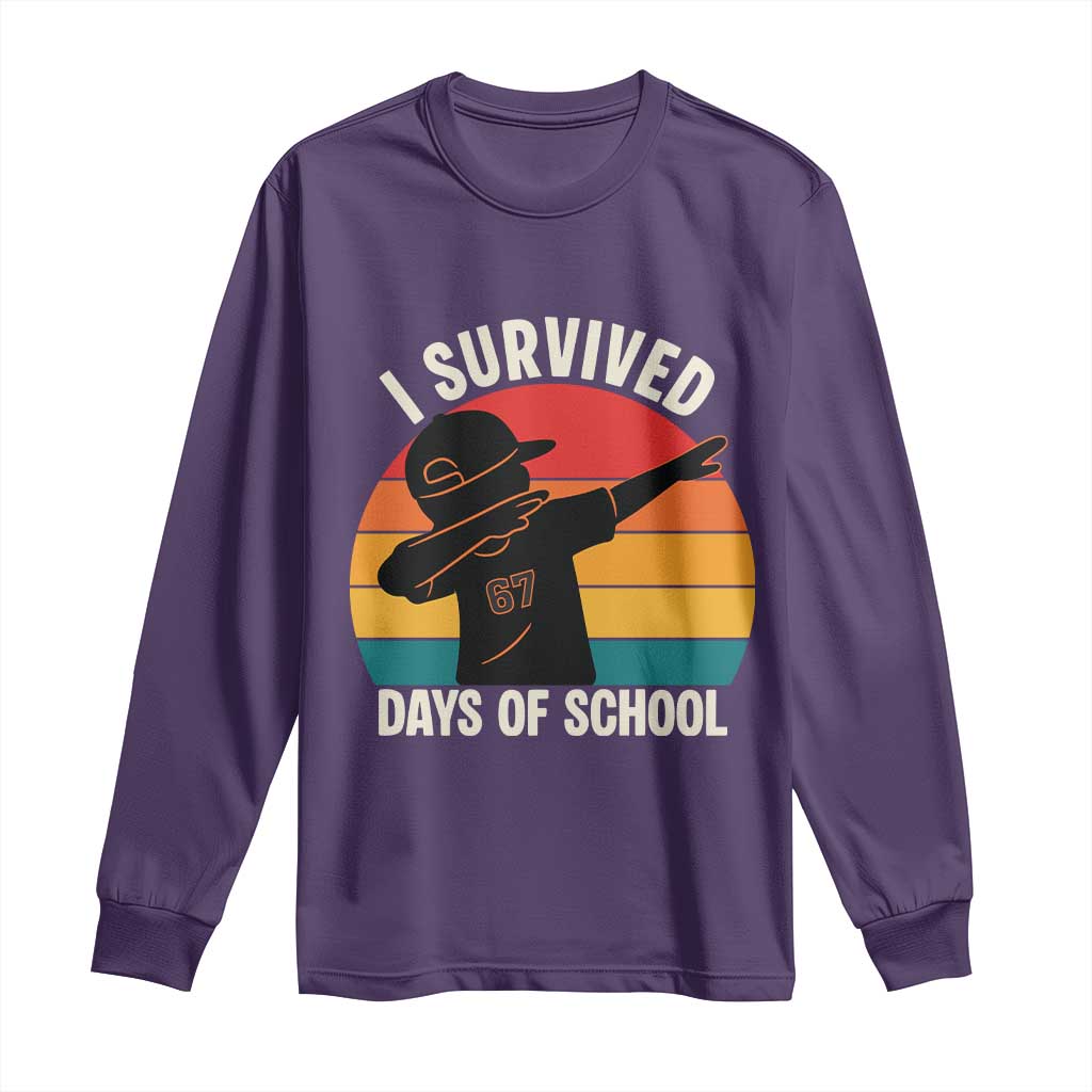 I Survived 67 Days Of School Long Sleeve Shirt Funny Boys Kids TS14 Purple Print Your Wear