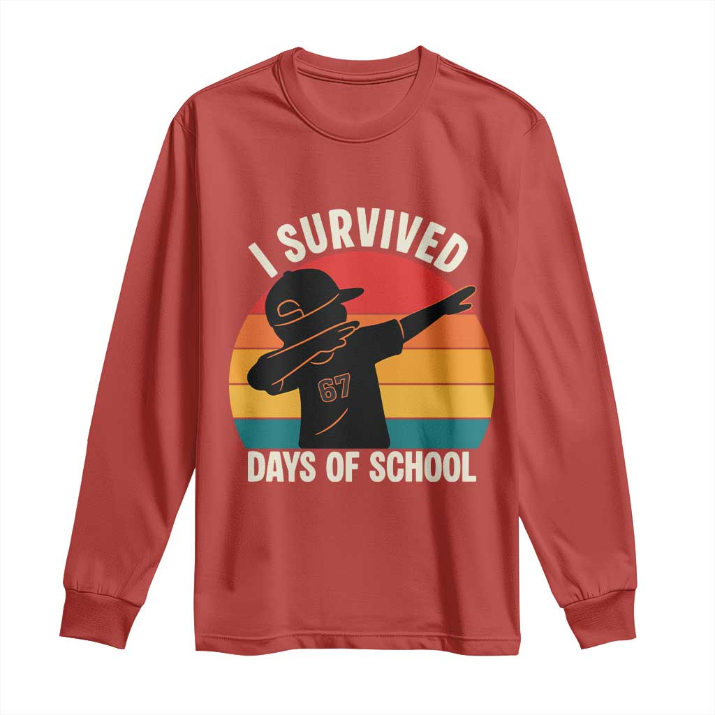 I Survived 67 Days Of School Long Sleeve Shirt Funny Boys Kids TS14 Red Print Your Wear